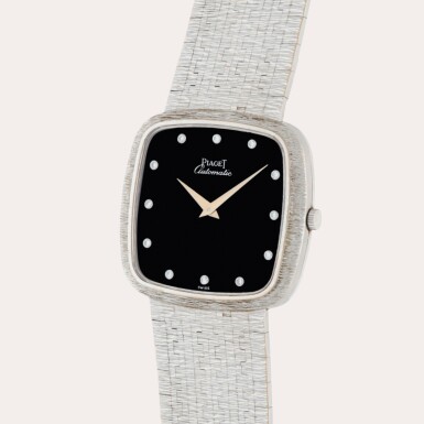 View full screen - View 1 of Lot 220. Reference 12773 A 6 | A white gold bracelet watch with onyx diamond-set dial | Circa 1975.