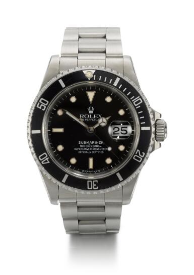 View full screen - View 1 of Lot 4. ROLEX | SUBMARINER, REFERENCE 16610, STAINLESS STEEL WRISTWATCH WITH DATE AND BRACELET, CIRCA 1988.