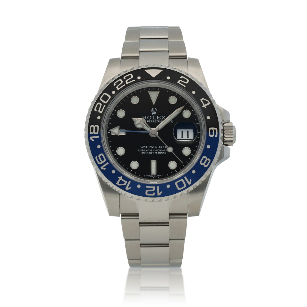 View full screen - View 1 of Lot 46. 'Batman' GMT-Master II, Ref. 116710BLNR A stainless steel dual time zone wristwatch with date and bracelet Circa 2015.