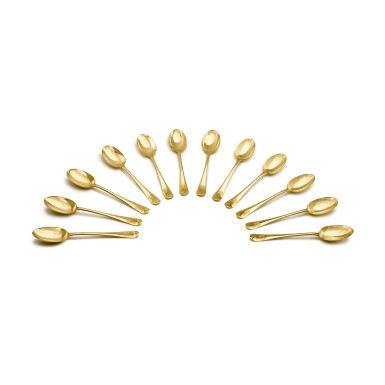 View full screen - View 1 of Lot 209. A set of twelve Victorian 18ct gold teaspoons, Francis Higgins, London, 1880.