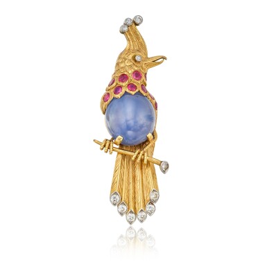 View full screen - View 1 of Lot 40. Sapphire, Ruby and Diamond Clip-Brooch, Paris.