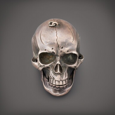 View full screen - View 1 of Lot 492. A silver skull form verge watch, late 19th century and earlier.