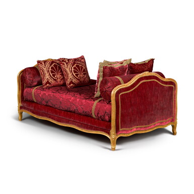 View full screen - View 1 of Lot 42. A Louis XV style carved giltwood lit, modern.