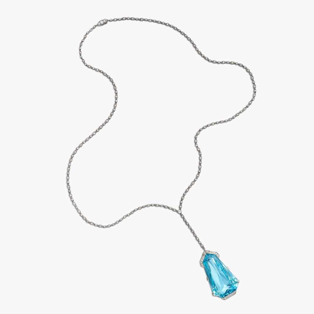View full screen - View 1 of Lot 52. Aquamarine and Diamond Sautoir 蒂芙尼 | 海藍寶 配 鑽石 長項鏈.