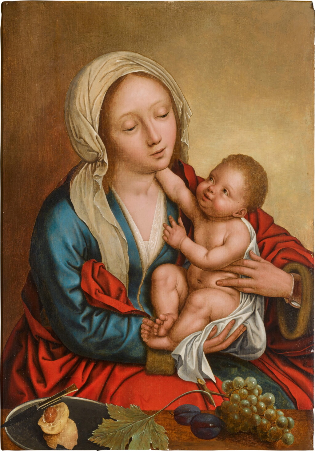 View full screen - View 1 of Lot 10. The Virgin and Child with a still life on a ledge.