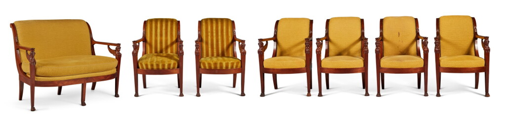 View full screen - View 1 of Lot 54. A Suite of Empire Mahogany Seat Furniture by Henri Jacob, Early 19th Century.