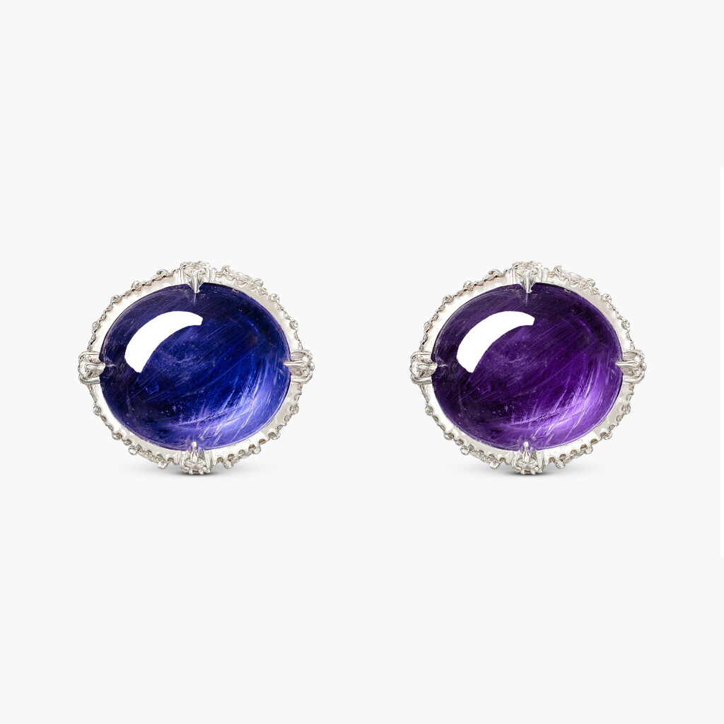 View full screen - View 1 of Lot 1369. Colour-Change Sapphire and Diamond Ring | 22.12克拉 天然「馬達加斯加 」未經加熱變色藍寶石 配 鑽石 戒指.