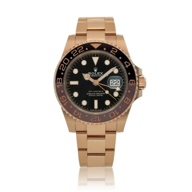 View full screen - View 1 of Lot 67. 'Root Beer' GMT-Master II, Ref. 126715CHNR, Pink gold dual time zone wristwatch with date and bracelet Circa 2019 | 勞力士 | 126715CHNR型號「'Root Beer' GMT-Master II」粉紅金兩地時間鍊帶腕錶備日期顯示,約2019年製.