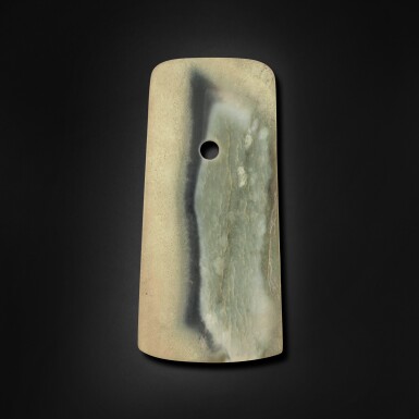 View full screen - View 1 of Lot 35. A rare and exceptional archaic jade ceremonial axe (Yue), Neolithic period - Zhou dynasty.