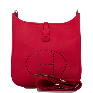 View full screen - View 1 of Lot 57. HERMÈS | ROUGE CASAQUE EVELYNE III PM IN EPSOM LEATHER WITH PALLADIUM HARDWARE.