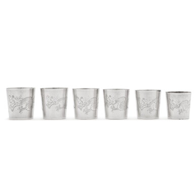 View full screen - View 1 of Lot 82. A set of Chinese silver stacking cups, China Jewellery Company, Shanghai, circa 1920.