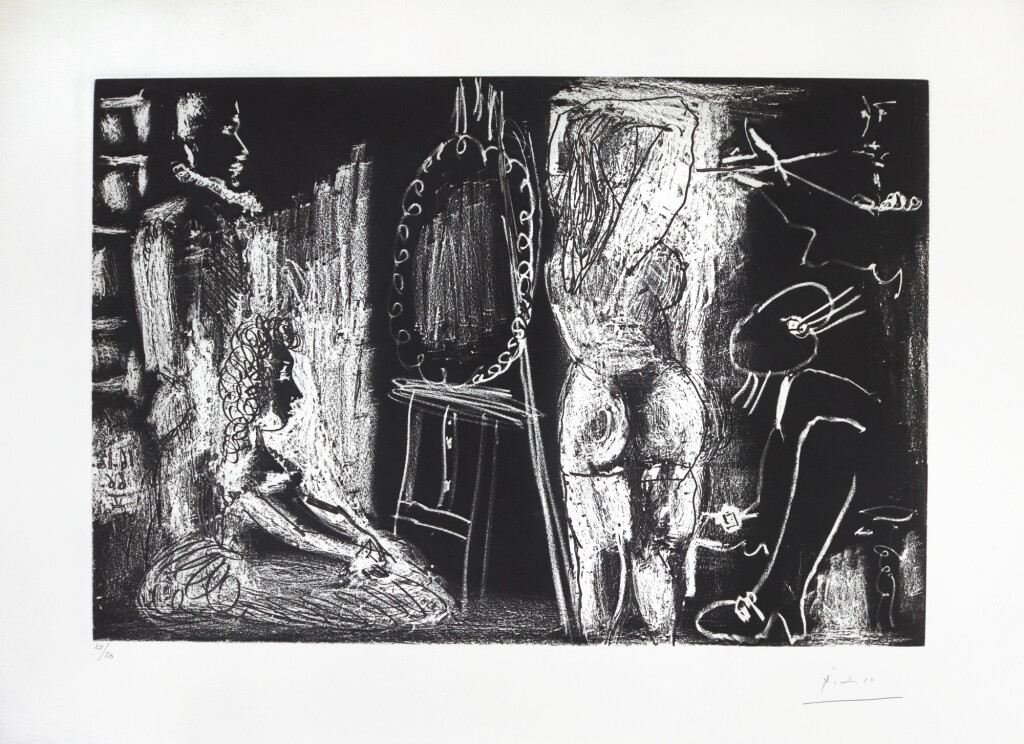 View full screen - View 1 of Lot 124. PABLO PICASSO | VISITEURS DANS L'ATELIER (B. 1399; BA. 1472).