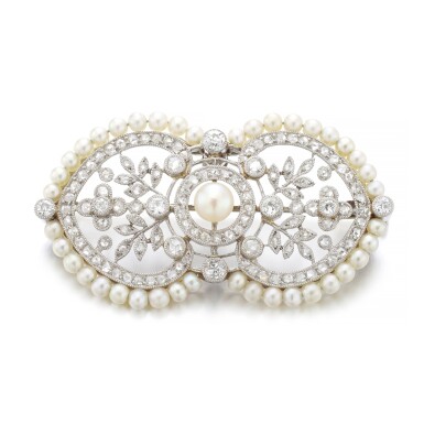 View full screen - View 1 of Lot 1237. Seed pearl and diamond brooch.