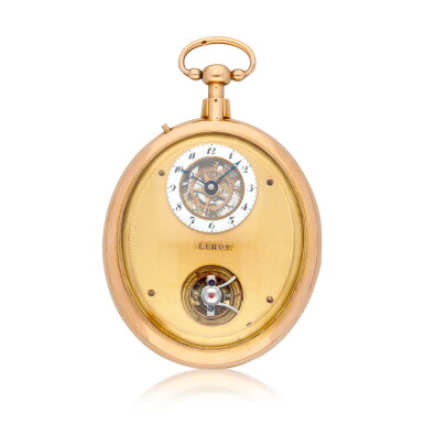 View full screen - View 1 of Lot 175. An unusual gold oval quarter repeating watch with visible balance Circa 1830, no. 3061.