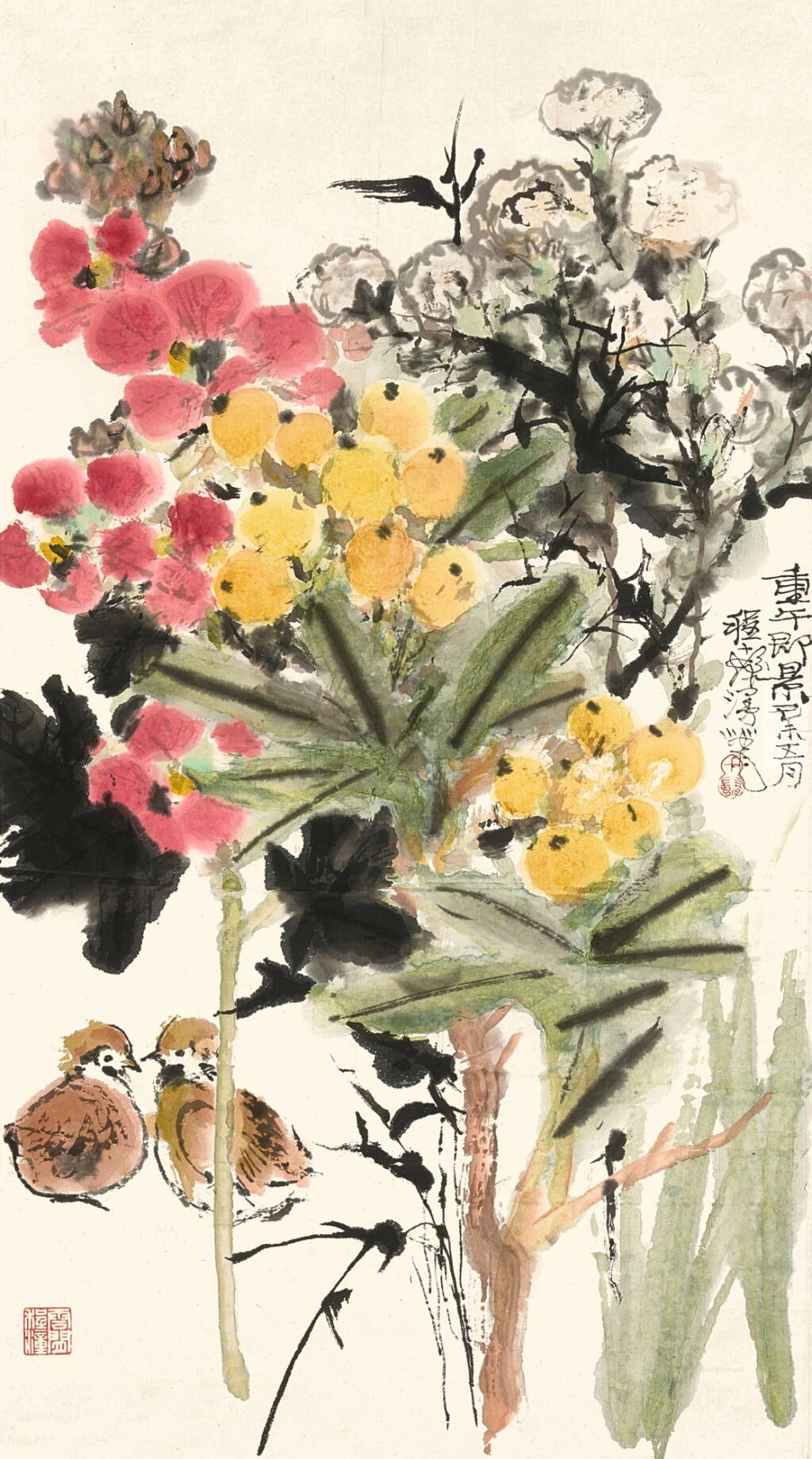View full screen - View 1 of Lot 3026. 程十髮 重午即景 │Cheng Shifa, Blooming Flowers and Birds.