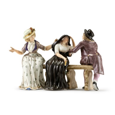 View full screen - View 1 of Lot 352. A Naples porcelain Real Fabbrica Ferdinandea factory 'Panchina del Real Passeggio' group, circa 1795.