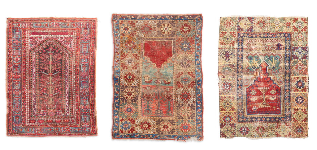 View full screen - View 1 of Lot 344. Lot including three Mudjur and Kula carpets, Western Anatolia, late 18th century early 19th century.