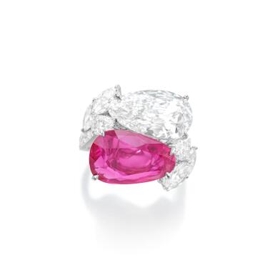 View full screen - View 1 of Lot 647. Ruby and diamond ring.