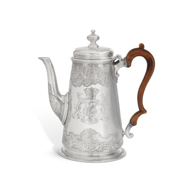 View full screen - View 1 of Lot 446. A Large George II Silver Coffee Pot, Paul de Lamerie, London, 1735.