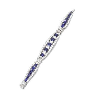 View full screen - View 1 of Lot 881. Sapphire and diamond bracelet.