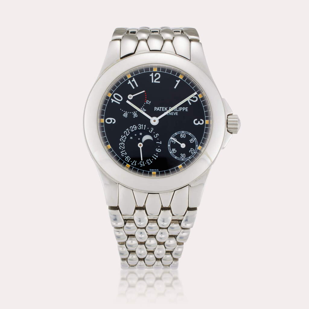 全螢幕檢視 - 查看58Reference 5085/1A-001 ‘Neptune’ | A stainless steel automatic bracelet watch with date, moon phases, and power reserve indication, Circa 2003的1