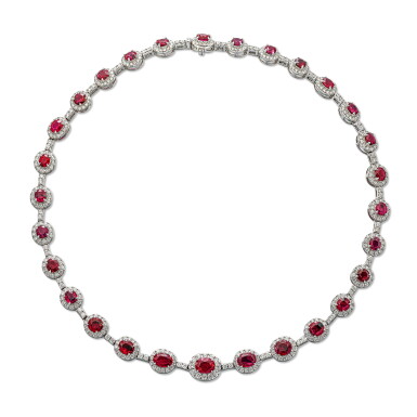 View full screen - View 1 of Lot 1669. Ruby and Diamond Necklace | 紅寶石 配 鑽石 項鏈 (紅寶石共重約21.56克拉).
