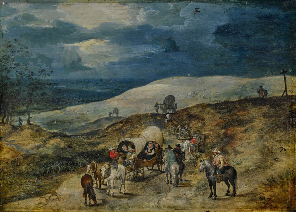 View full screen - View 1 of Lot 198. ATTRIBUTED TO JAN BREUGHEL THE YOUNGER | A LANDSCAPE WITH TRAVELERS BEING ROBBED.