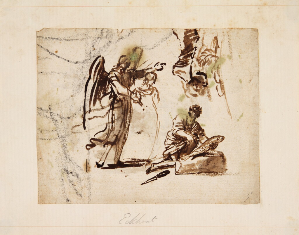 View full screen - View 1 of Lot 19. Recto: Tobias and the Angel Verso: Figure studies.