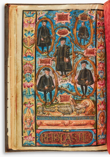 View full screen - View 1 of Lot 3. Illuminated Carta Executoria de hidalguía for Doctor Andrés Zamudio de Alfaro, on vellum, in Latin and Spanish, issued in Granada, February 1572.