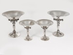 Two Pairs of Danish Silver Grapevine Tazze, No. 264A and 263B, Georg Jensen Silversmithy, Copenhagen, 20th Century