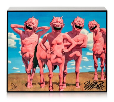 View full screen - View 1 of Lot 4. Yue Minjun 岳敏君 X ELIE BLEU I Black Sycamore Humidor 黑色懸鈴木雪茄盒.