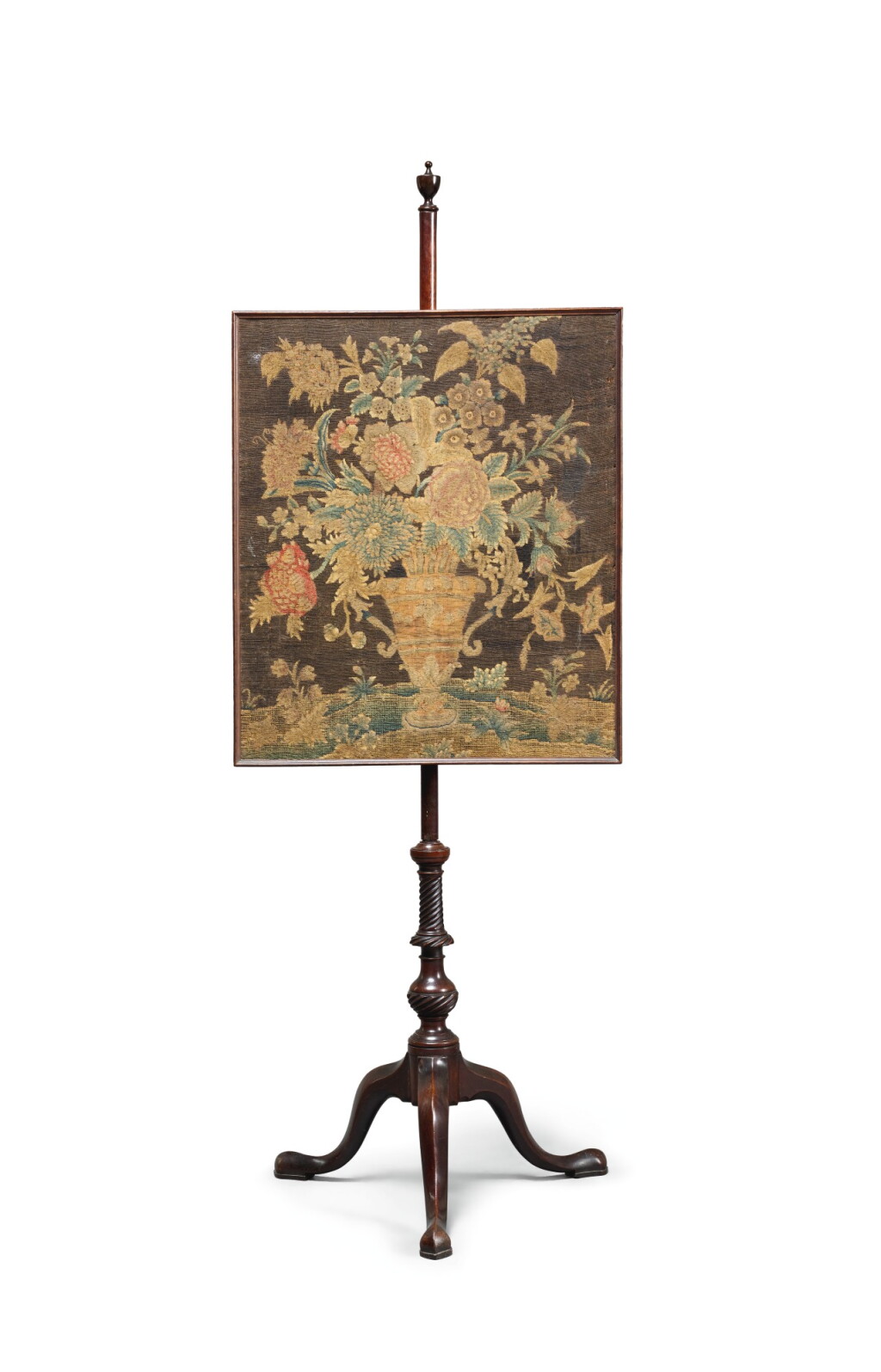 View full screen - View 1 of Lot 46. A GEORGE III MAHOGANY AND NEEDLEWORK FIRESCREEN, CIRCA 1765.