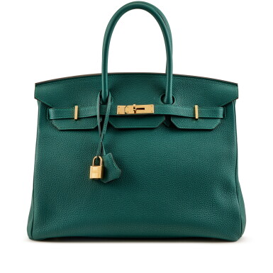 View full screen - View 1 of Lot 63. Malachite Togo Birkin 35 Gold Hardware, 2016.