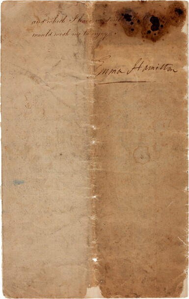 View full screen - View 1 of Lot 326. Emma, Lady Hamilton | Manuscript memorandum recounting her services to the British in Naples, 1813.