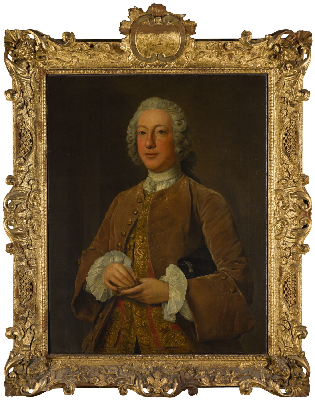 View full screen - View 1 of Lot 53. STEPHEN SLAUGHTER | PORTRAIT OF WILLIAM GRAHAM OF PLATTEN HALL, COUNTY MEATH, THREE-QUARTER-LENGTH, HOLDING A SNUFF BOX.