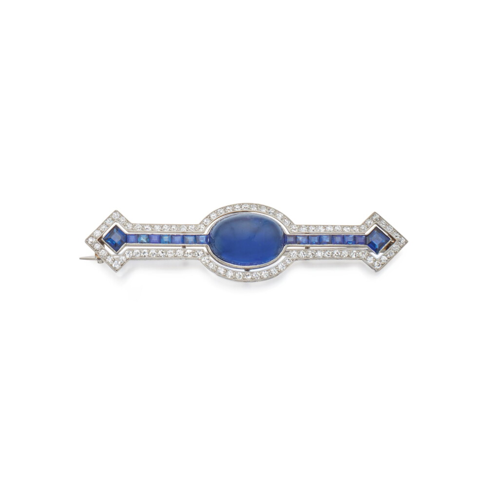 View full screen - View 1 of Lot 6. George Thibault | Sapphire and Diamond Brooch, France .