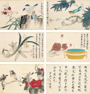 View full screen - View 1 of Lot 3140. 于非闇 花鳥、書法 | Yu Fei'an, Flowers and Birds; Calligraphy.