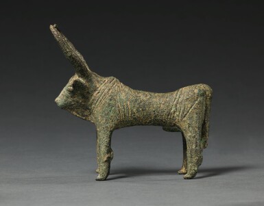 View full screen - View 1 of Lot 5. A BRONZE FIGURE OF A BULL, PROBABLY CRETAN, CIRCA LATE 2ND MILLENNIUM B.C..