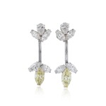 Pair of fancy intense yellow diamond earrings