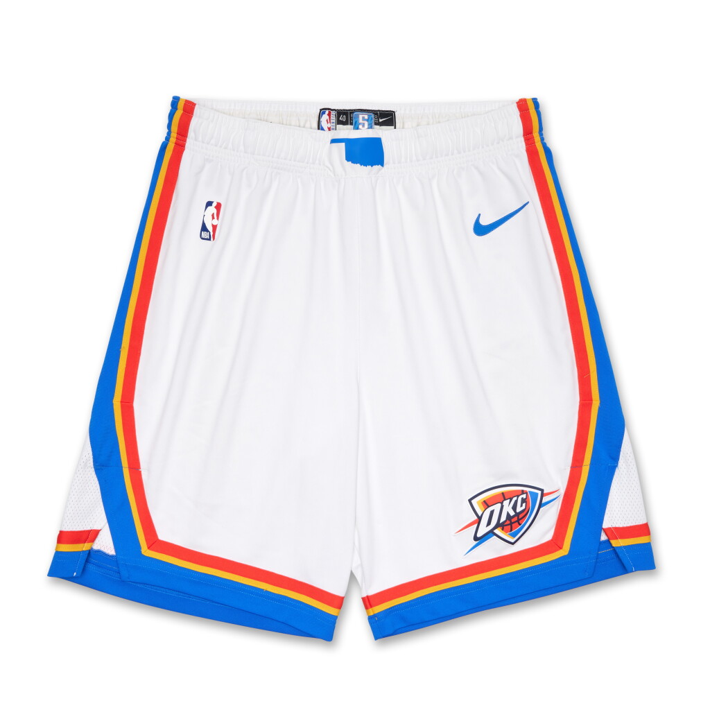 View full screen - View 1 of Lot 72. Luguentz Dort ‘NBA Finals Debut’ Oklahoma City Thunder 2025 NBA Finals Game Worn Association Edition Shorts | Game 1 | 'Championship Run'.