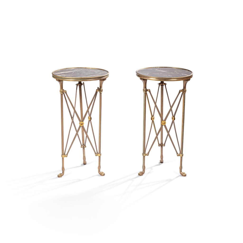View full screen - View 1 of Lot 849. A pair of Empire style gilt-bronze torchères, 20th century.