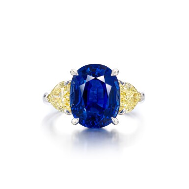 View full screen - View 1 of Lot 1716. Sapphire and Diamond Ring | 7.44克拉 天然「緬甸」未經加熱藍寶石 配 鑽石 戒指.