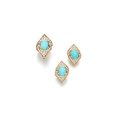 View full screen - View 1 of Lot 1147. Turquoise and diamond demi-parure, 'Persana'.