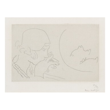 View full screen - View 1 of Lot 131. HENRI MATISSE | JEUNE FEMME CONTEMPLANT UN BOCAL DE POISSONS ROUGES (D. 172).