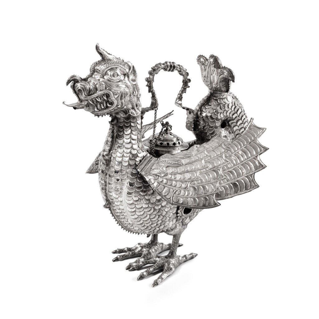 View full screen - View 1 of Lot 310. A rare Indo-Portuguese silver model of a "caquesseitao", circa 1700.
