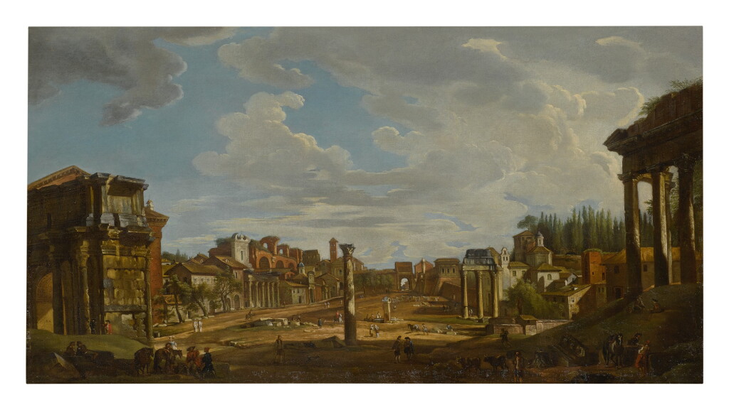 View full screen - View 1 of Lot 630. ROMAN SCHOOL, 18TH CENTURY | A VIEW OF THE ROMAN FORUM.