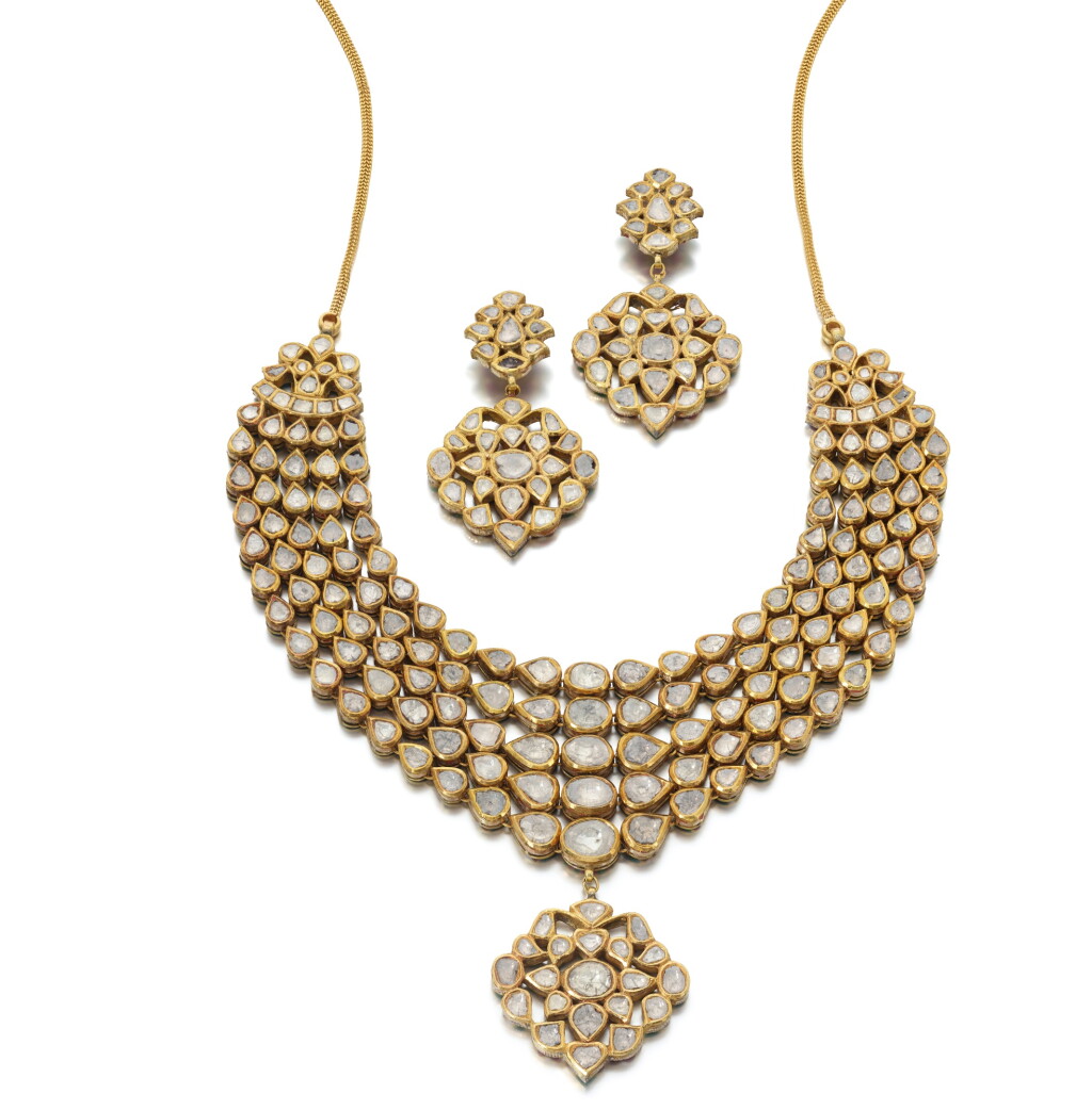 View full screen - View 1 of Lot 829. Diamond and Enamel Demi-Parure.