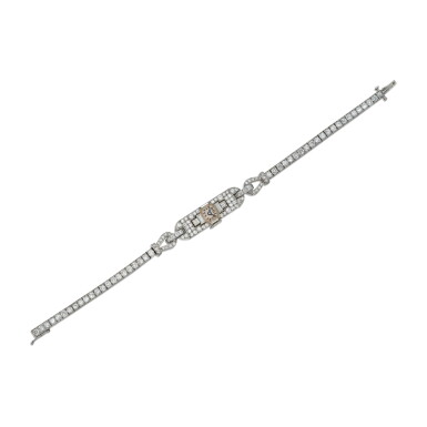 View full screen - View 1 of Lot 440. Platinum and Diamond Wristwatch, France.