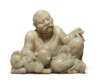 View full screen - View 1 of Lot 676. A soapstone carving of Pindola, Qing dynasty.