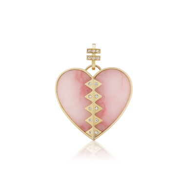 View full screen - View 1 of Lot 4. 18 Karat Gold, Pink Opal and Diamond 'Pink Opal Talisman' Pendant.